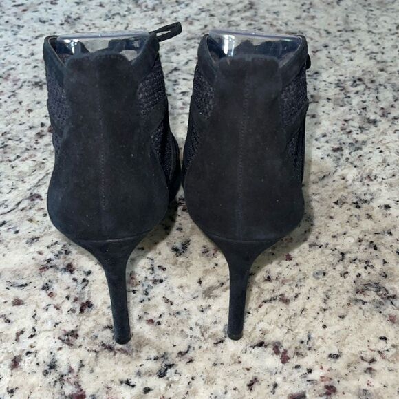 Karen Millen Womens Suede Mesh Tie Front Peep‎ Toe Stiletto Heels Black Size 40 - Picture 5 of 9